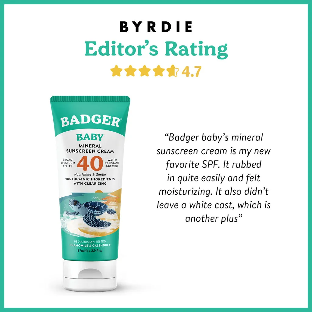 Badger Spf 40 Baby Mineral Sunscreen Cream 2.9Oz