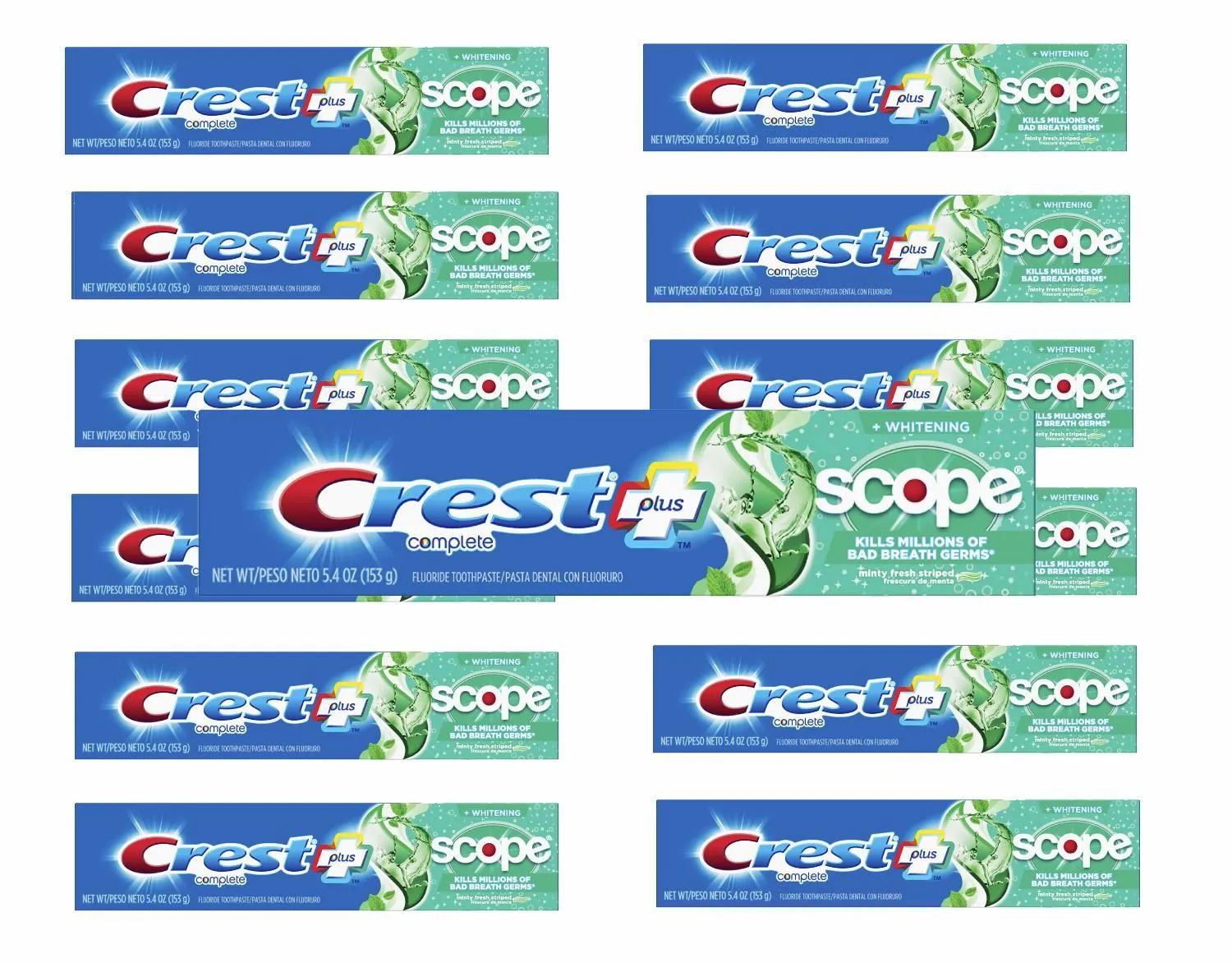 Crest   Scope Complete Whitening Toothpaste Minty Fresh Mint 5.4 Oz- 12 Pack