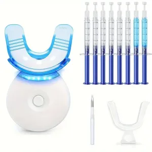 Teeth Whitening Gel Kit with 6 Teeth Cleaning Gel   2 Dental Trays   Cleaning Led Light