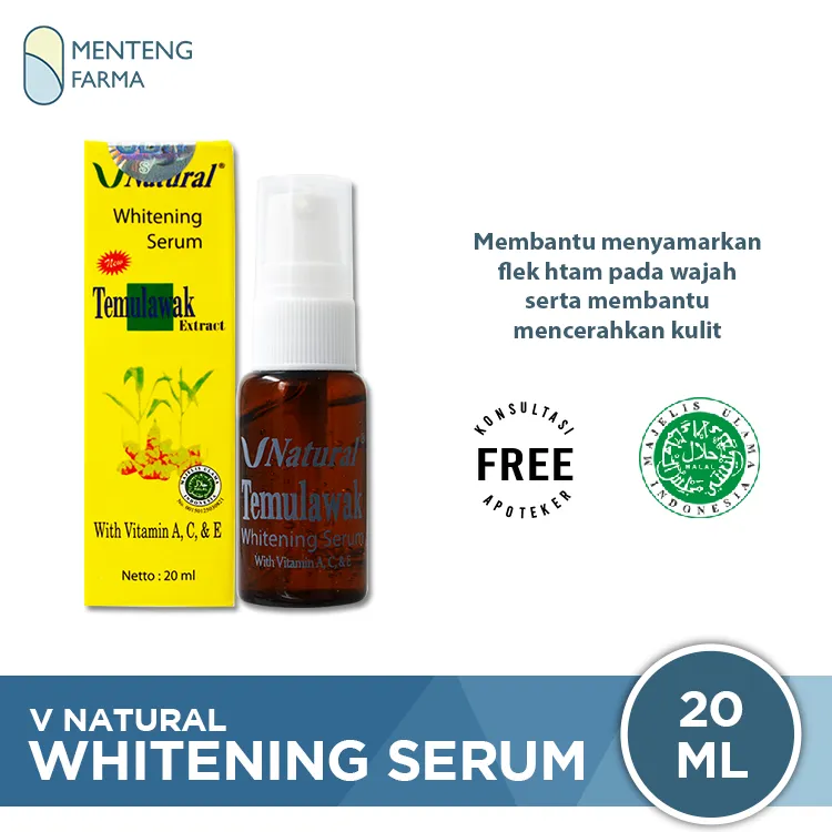 V Natural Whitening Serum 20 mL - Serum Pencerah Wajah Dengan Ekstrak Temulawak